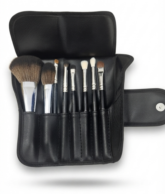 Premium Make-up Pinselset mit Kunstleder-Etui 100% Vegan